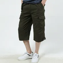 Для мужчин s с карманами; свободные хлопковые брюки; Прямые шорты, брюки летние Для мужчин Новое поступление бренд большой Размеры M-5XL Пляжные Шорты Брюки для девочек