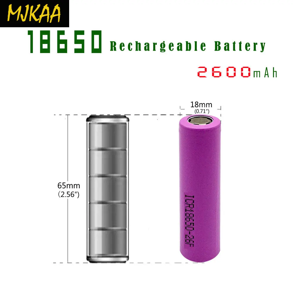 MJKAA аккумулятор 18650 3,7 V Перезаряжаемый 18650 литий-ионный аккумулятор 2600 mHA+ зарядное устройство с одним слотом один литиевый аккумулятор