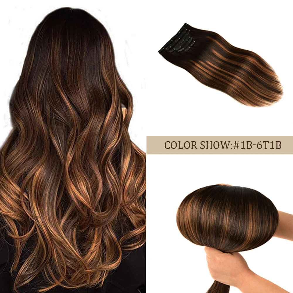 Gazfairy Real Remy Clip de pelo en extensiones de cabello humano de la trama doble de estilo recto 14 120g 7 unids/set 16 Clips cabeza completa para las mujeres