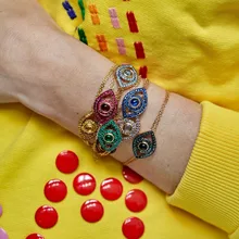 Новинка, 8 цветов радуги, зеленый, синий, сглаза, браслет, очаровательные, трендовые, 925 пробы, серебро, для женщин, изысканные, вечерние, ювелирные изделия