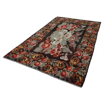 

187x305 Cm Black Handmade Vintage Moldovan Rugs Rug-6x10 Ft