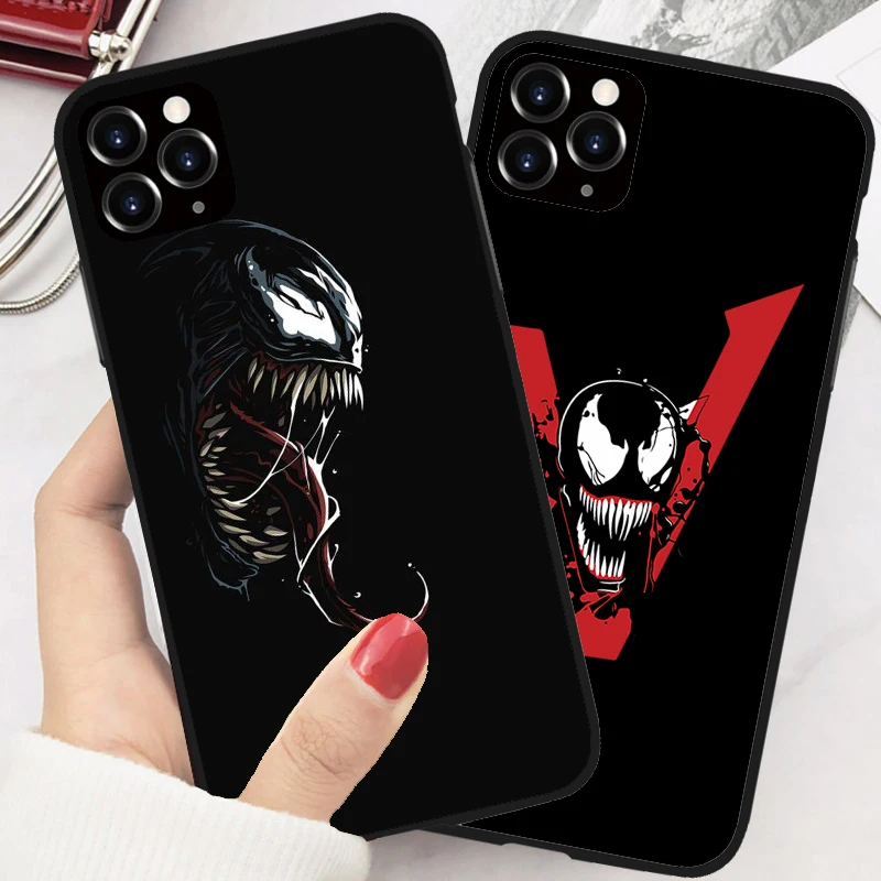 Мягкий ТПУ чехол для телефона Marvel Hero venom iPhone 5S SE 7 7Plus 6S 8 Plus 11 11PRO XS MAX XR черный