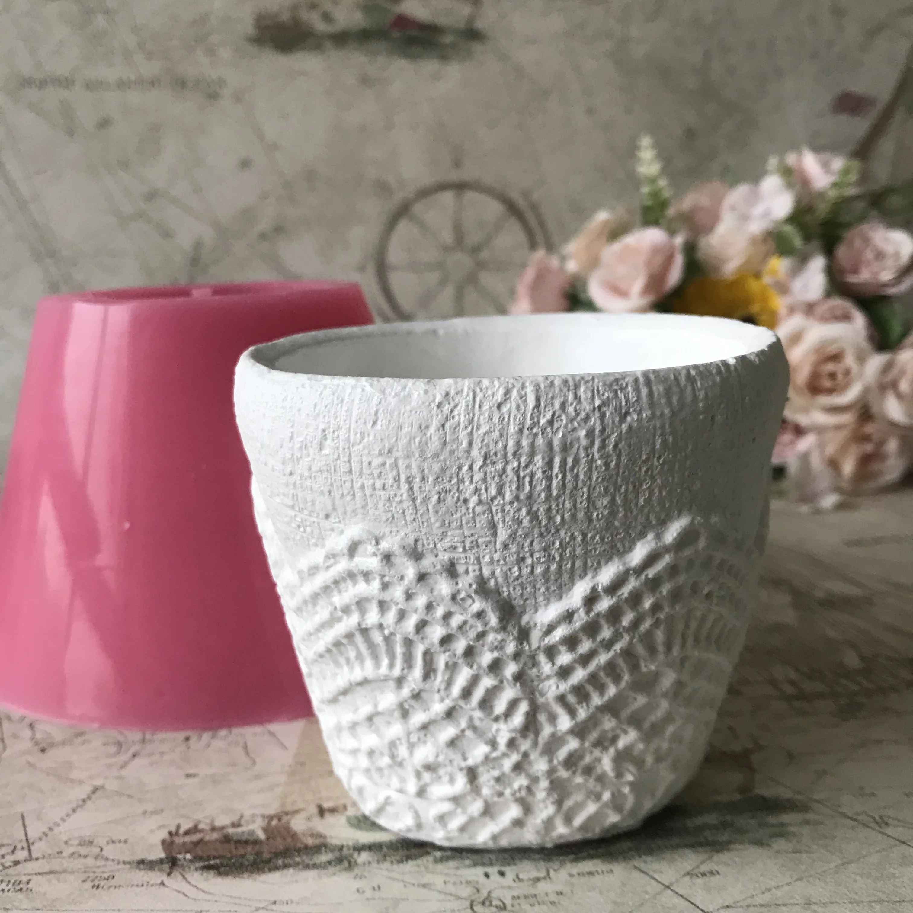 

Plaster Clay Flower Plant Vase Molds DIY Silicone Cement Flowerpot Baking Fondant Cake Cup Decorating Mould
