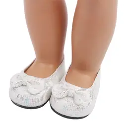 Chaussures en filet blanc pour poupée fille américaine, accessoires pour nouveau né de 18 pouces (46cm) 