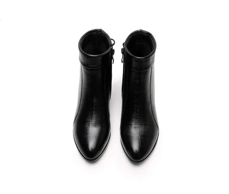 GKTINOO New Ankle Boots Women Pointed Toe Thick Heels Genuine Leather Shoes Short Boots Soft Sole Footwear Plus Size 35-43