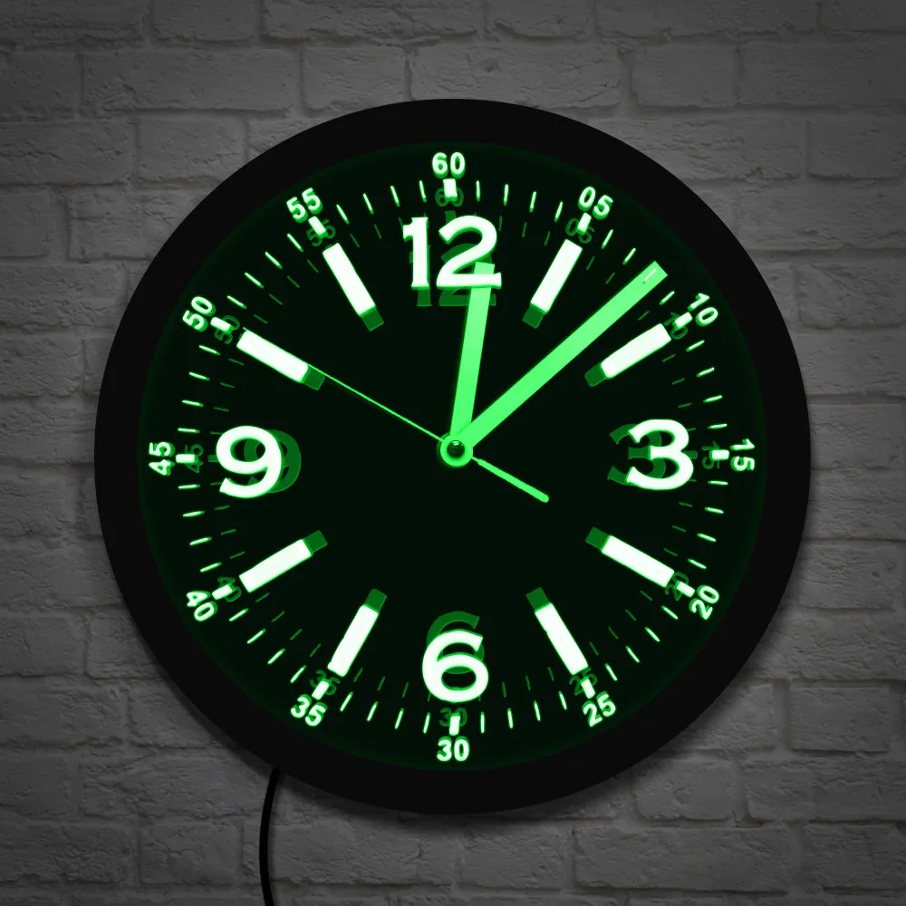 Large Wall Clock Non Ticking Night Light Glowing Luminous Numerals Home Decor UK 