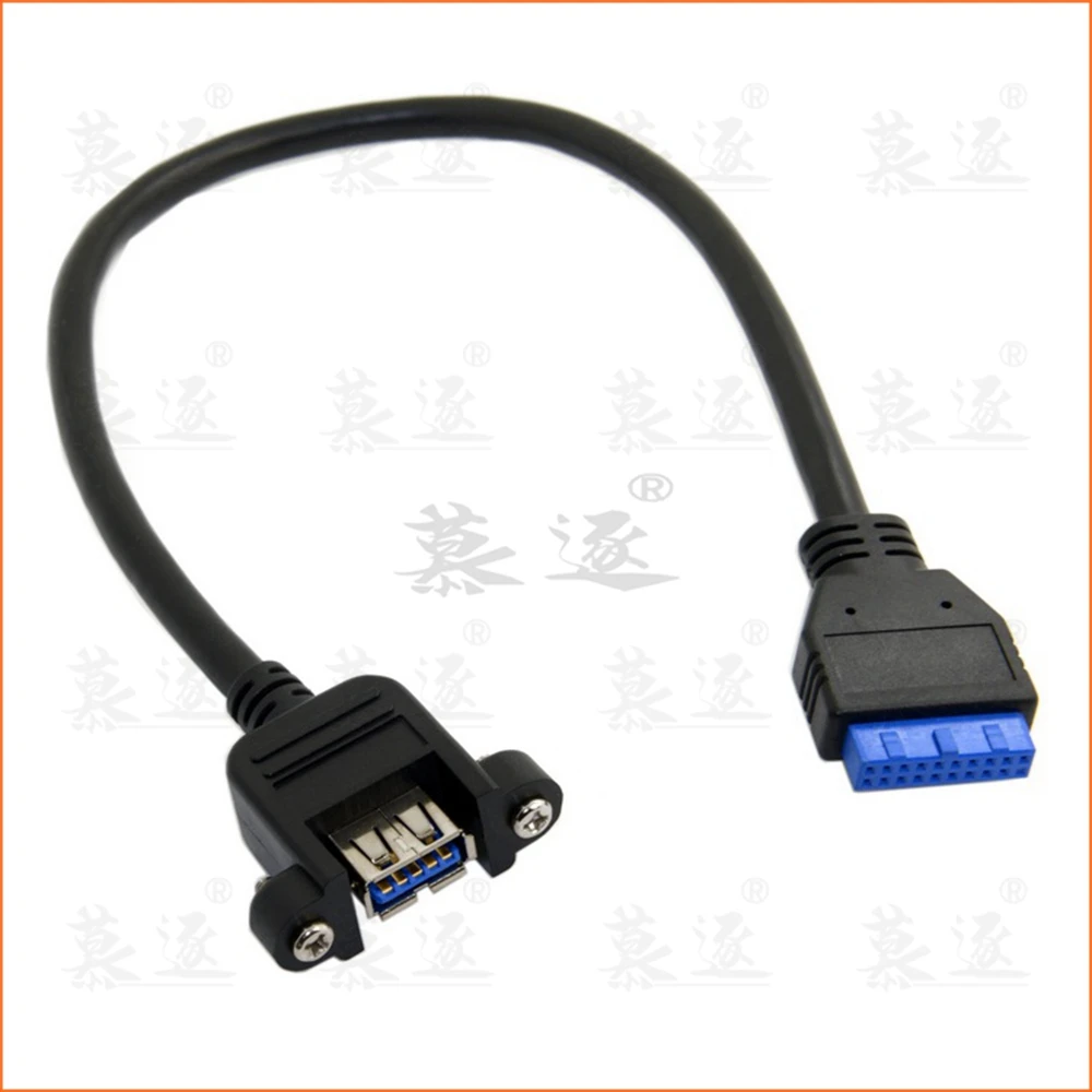 

USB 3.0 Single Port A Female Screw Mount Type to Motherboard 20pin Header Cable 20cm 0.2m