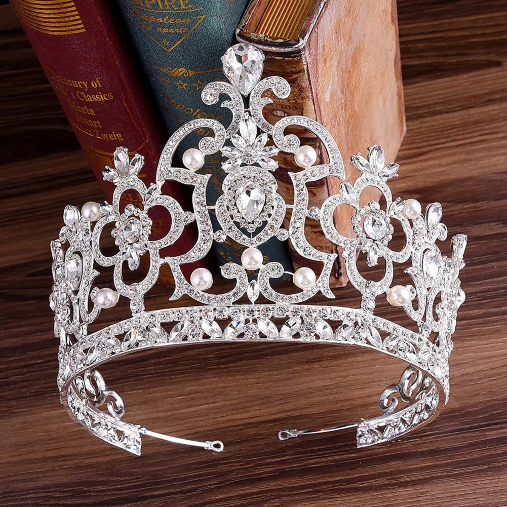 

G106 New Style European Style Bride Large Crown Exaggeration Luxury Alloy Man-made Diamond Baroque Palace Large Crown Headdress