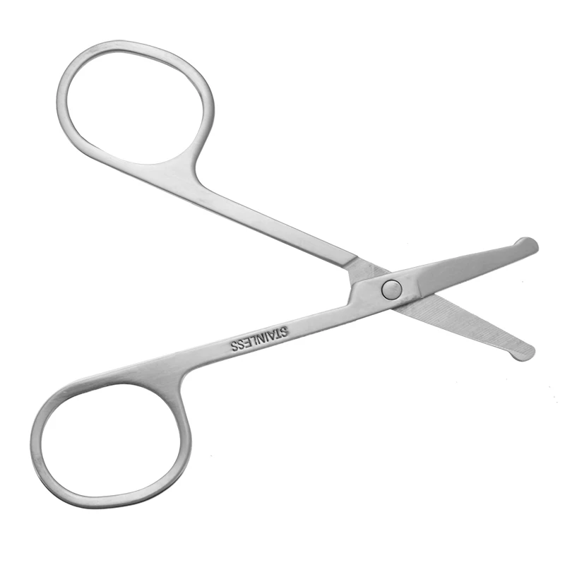 Mayitr 100% New 1pc 3.5" Stainless Steel  Mini Portable Curved Mustache Nose Ear Hair Remover Scissor Trimmer Safety Tips