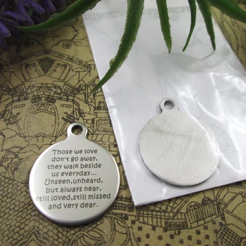 

20pcs--"Those We Love Don't Go Away..."stainless steel charms 5 styles for choosing DIY Charms for necklace bracelets