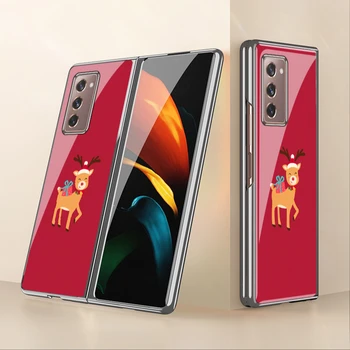 

Samsung W21 glass mobile phone case zfold2 folding protective case f9160 electroplating w2021 elk cartoon men and women