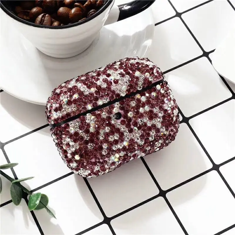 Wine red EKONEDA роскошный чехол с блестящими бриллиантами для Airpods Pro Чехол, пластиковые вечерние Чехлы для девочек, защитный чехол для Airpods 3 Чехол - Цвет: Wine red