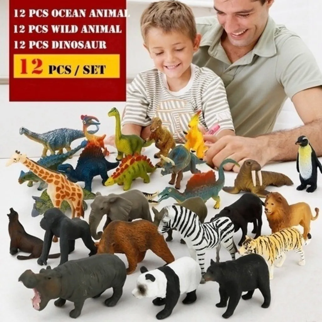 Детские развивающие игрушки, забавные игрушки, 12 шт., имитирующие животных, игрушки для детей, океанские животные, динозавры, игрушки, подарок для детей, детские игрушки, подарок на день рождения