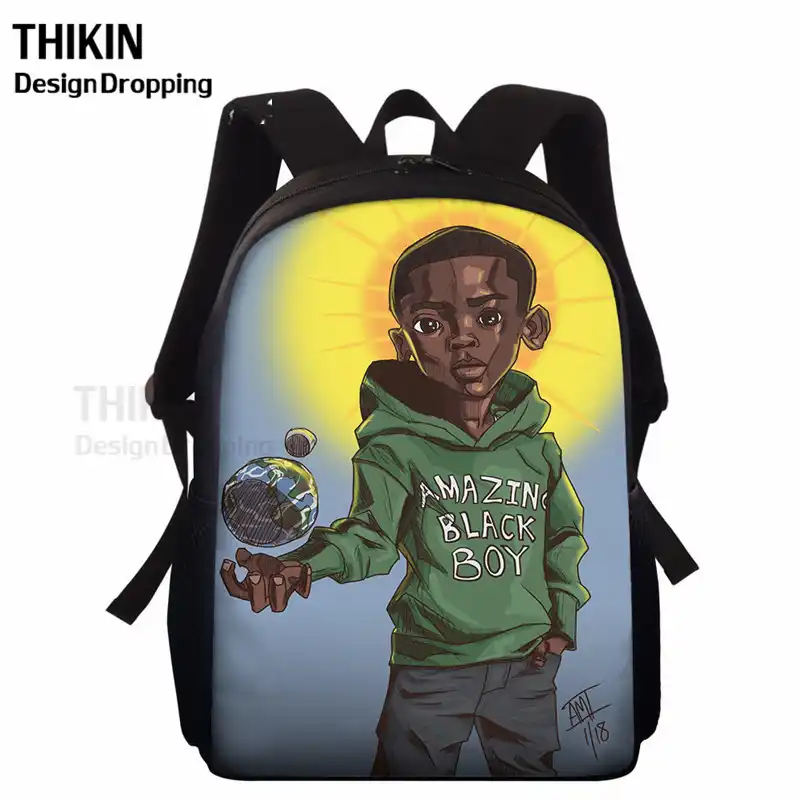 african american little girl backpacks