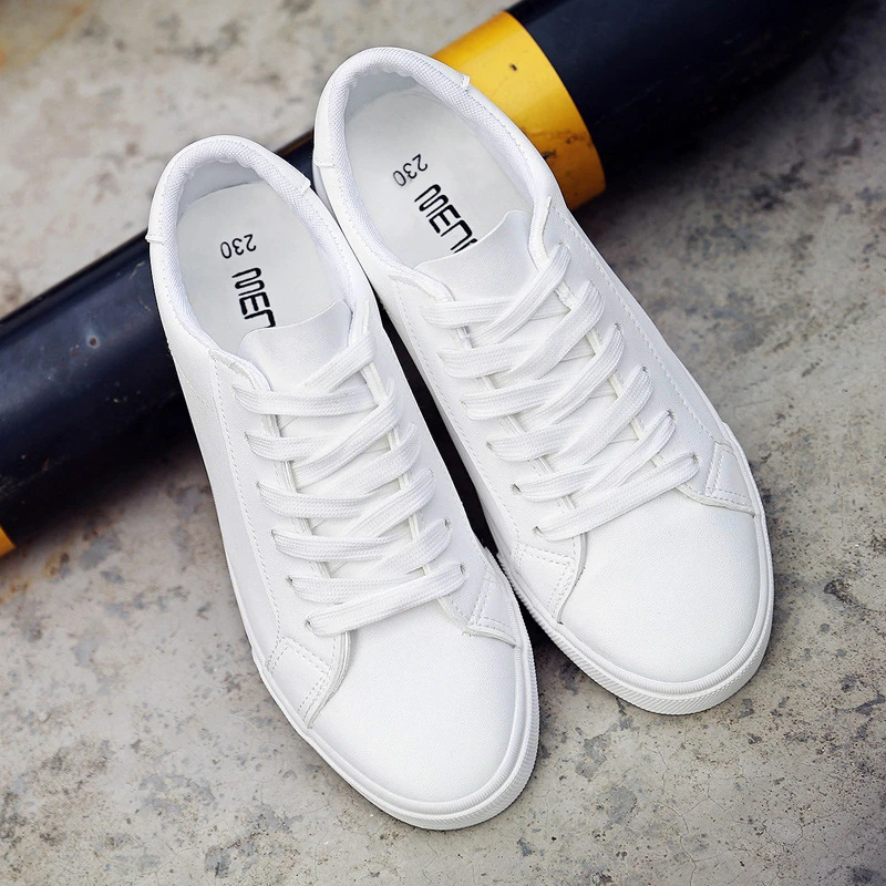Zapatos blancos con para mujer, tenis femeninos de piel sintética color sólido, zapatillas informales para zapatillas blancas 2021|Zapatos vulcanizados de mujer| AliExpress
