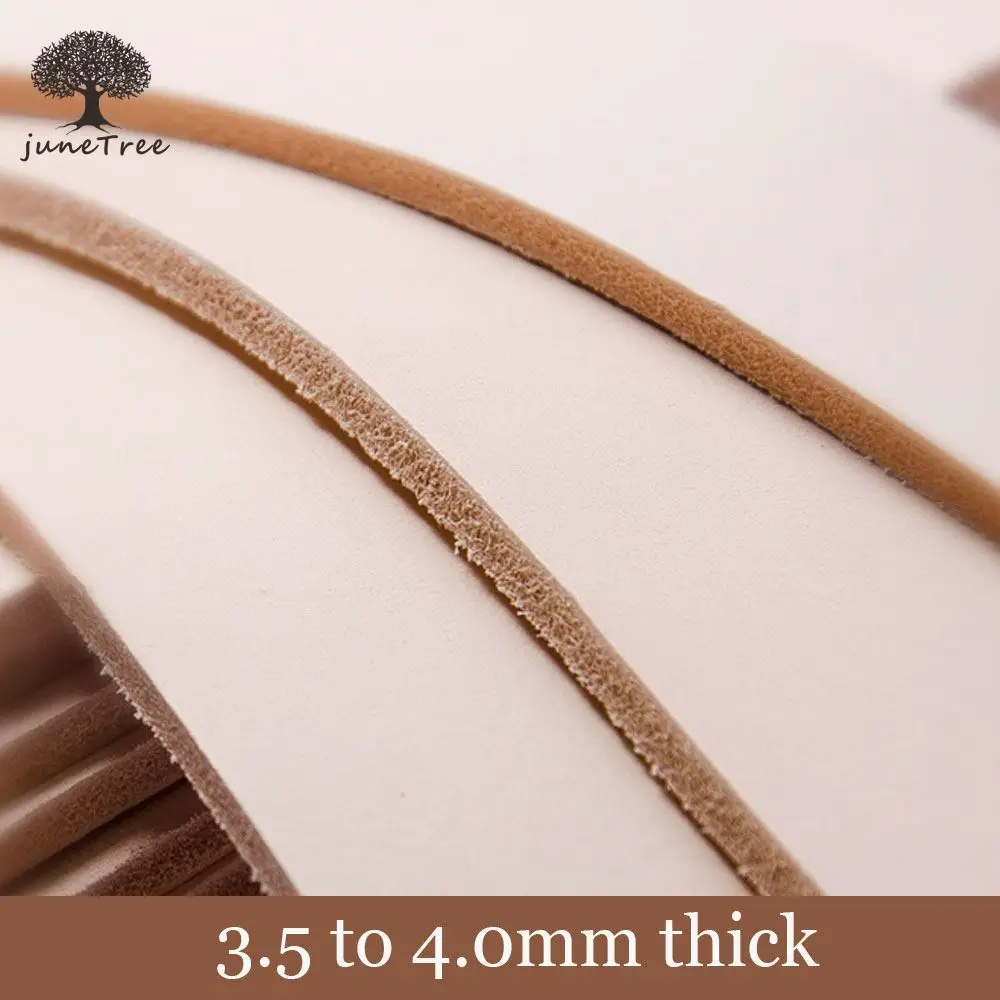 JuneTree Naturel peau de Vache épais véritable cuir de tannage végétal en cuir 3.5 à 4.0mm carré pièce formes 4 tailles peuvent choisir ► Photo 1/6