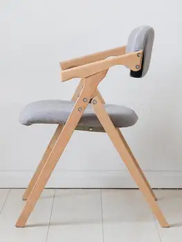 

Solid Wood Dining Chair Household Folding Leisure Armrest Desk Chair Portable Chair Back Office Chair Wooden Stool Folding Chair