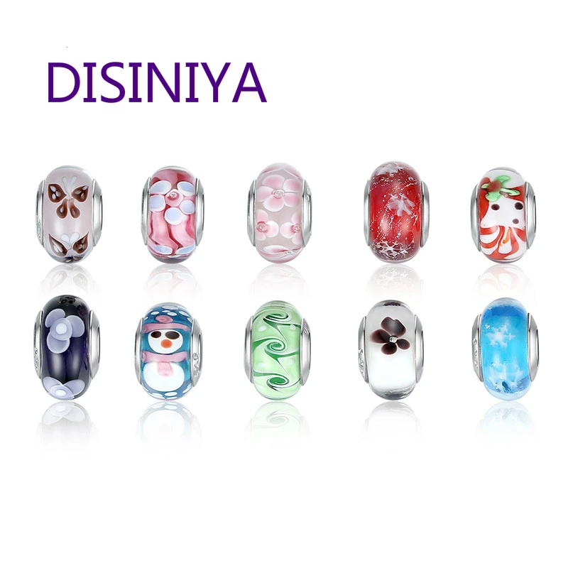 Высококачественные серебряные бусины DISINIYA из муранского стекла сделай сам