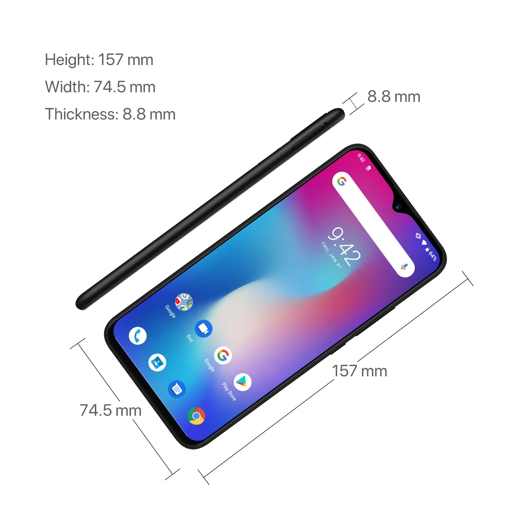 Глобальная версия UMIDIGI power Android 9,0 4 Гб+ 64 Гб 5150 мАч батарея 18 Вт 6,3 'FHD+ экран капли воды Helio P35 смартфон 16 МП