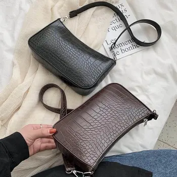 

ins fashion casual retro crocodile pattern handbag female 2020 new high-end simple and versatile underarm bag soft tote