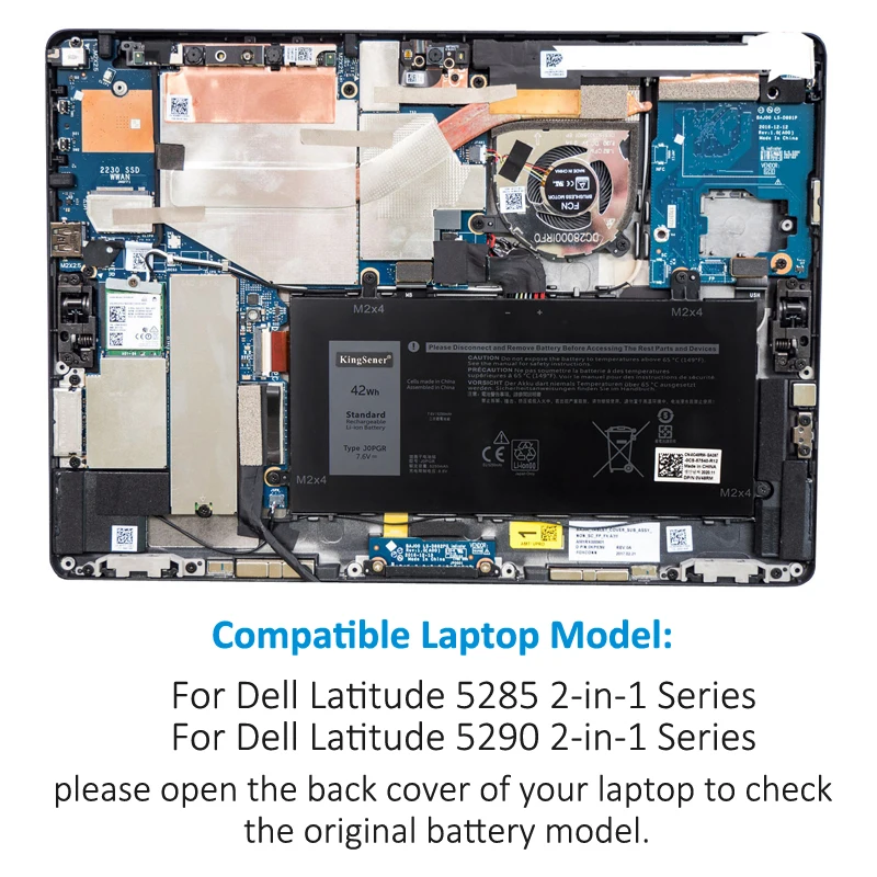 Kingsener 7.6v 42wh J0pgr Bateria do Portátil para Dell Latitude 5285 5290 T17g 1wnd8 Jopgr X16tw T17g001 Livre 24 Meses de Garantia - Imagem 3