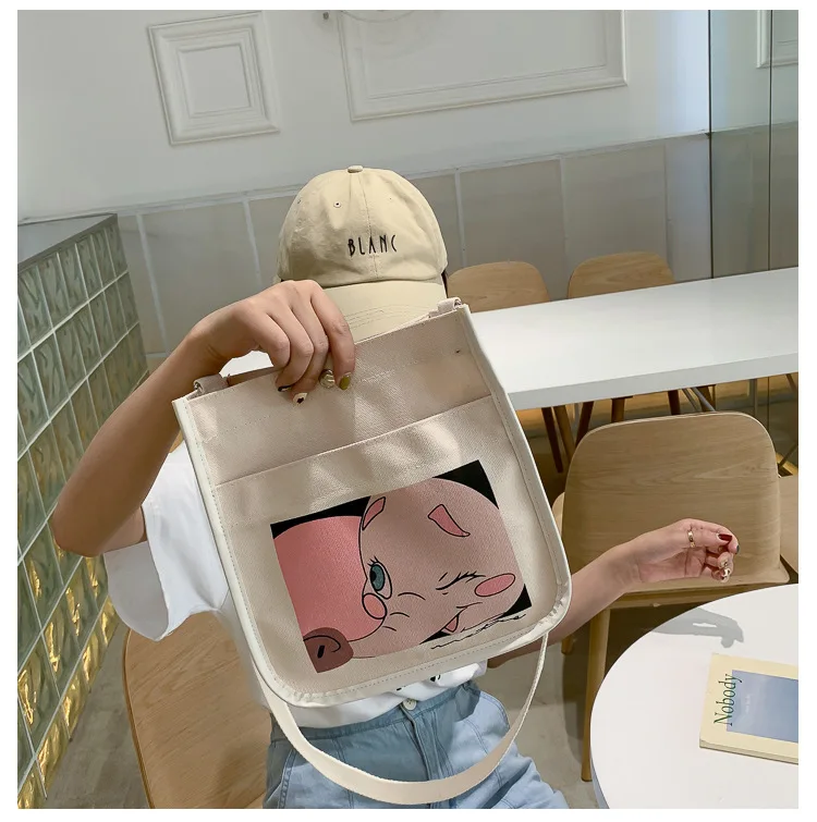 Canvas Bag Women's Shoulder Japanese-style INS WOMEN'S Bag Student Backpack Korean-style Versatile Large Capacity Shoulder Carry