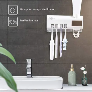 

Toothbrush UV Sterilizer Holder Solar Powered Automatic Toothpaste Squeezer Dispenser Wall Mounted Bathroom Accessories