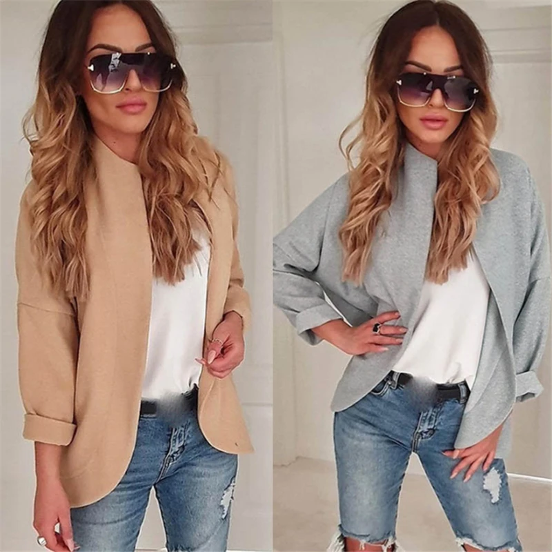 

2019 autumn fashion Womens Casual Cardigan Solid Color Simple Jacket Leisure Coat Outwear Freeship new Jacket Outerwear Coats