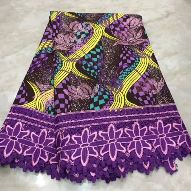 Лучшая хлопок ткань женское платье кружево высокое качество вышитая ткань Африканская Анкара кружевная вощеная ткань с Guipu - Цвет: G1018-15