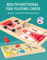 Jogo de tabuleiro de madeira conjunto rápido sling puck jogo e gobang jogo pai criança interação crianças catapulta desktop pára xadrez