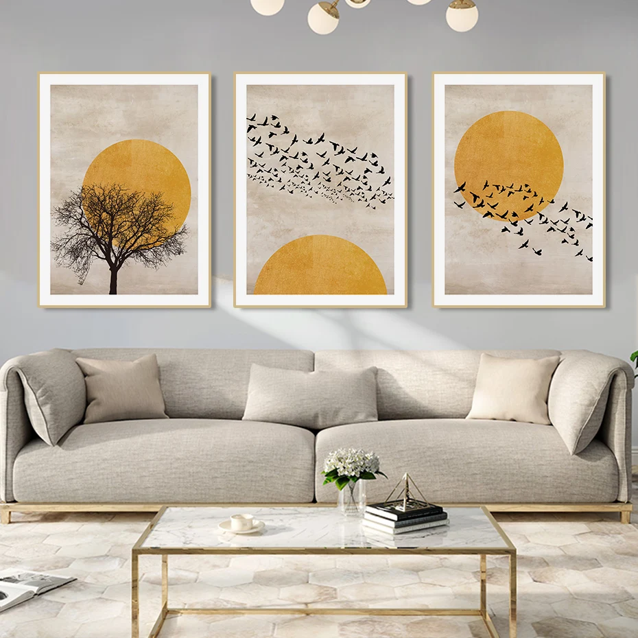 Sun-Silhouette-Scandinavian-Design-Burnt-Orange-Canvas-Painting-Wall-Art-Posters-and-Prints-Picture-for-Living (3)