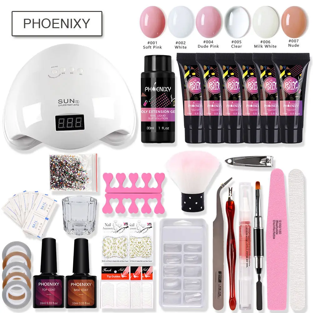 Online Nagel Set Polygel Nagel Kit 48W Nagel Lampe Fest Jelly Builder Gel Elektrische Maniküre Voll Nail art Werkzeug Verlängerung kit Maniküre Set