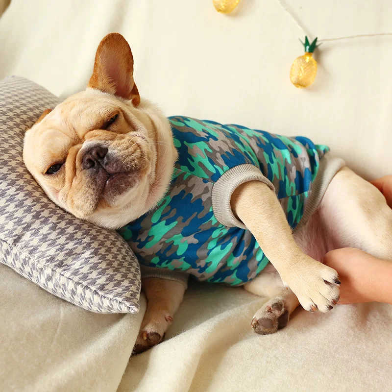 Одежда для собак PETCIRCLE синий/зеленый Камуфляжный жилет рубашка с круглым вырезом