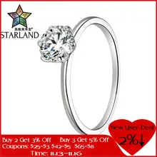 Starland OL Стиль 925 пробы Серебряное классическое 6 кольцо с когтями для женщин розовое золото классическое кольцо с одним камнем обручальное кольцо