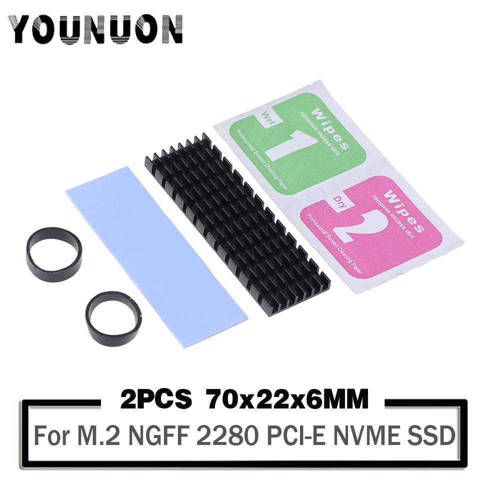 

2Pcs Heatsink Heat Dissipation Radiator M.2 NGFF Cooling Heat Sink Heat Thermal Pads for M.2 NGFF 2280 PCI-E NVME SSD
