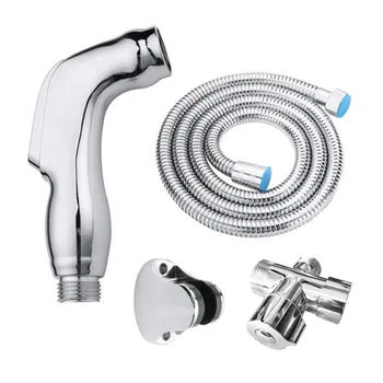 

Water Saving Bath Sliver Polished Chrome T-adapter Portable Bidet Sprayer 7/8" Hand Held Durable Shower Head Kit Shower Sprayer