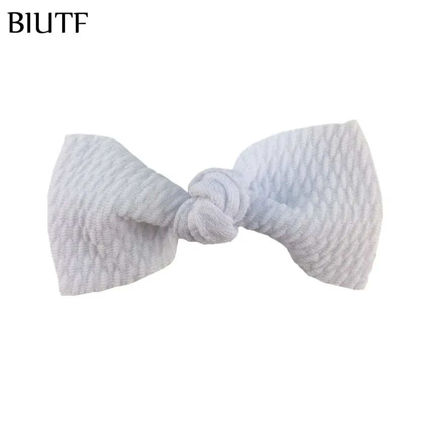 5-white 100 шт./лот, Шикарные аксессуары для волос, 3,2 дюймов, Seersucker, вафельный бант для волос с/без зажима, 20 цветов HDJ158 - Цвет: 5-white