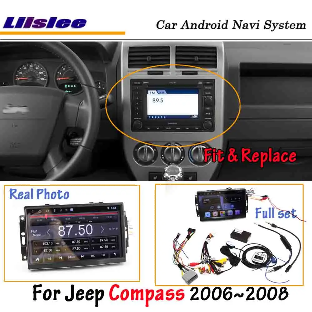 Liislee Android 8,0 для Jeep Compass 2006~ 2007 автомобильный стерео радио BT Carplay экран видео gps навигация Мультимедиа без DVD плеера