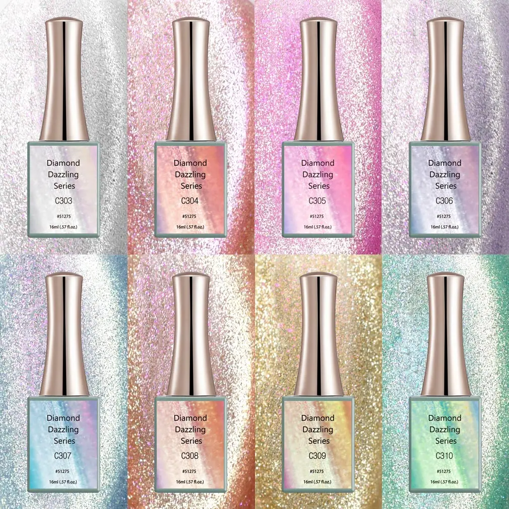 Canni New 16ml UV Nail Gel Polish Diamond Dazzling Series C303-C310 Cat Eye Glitter NailArt Manicure Varnish Enamel Lacquer 2