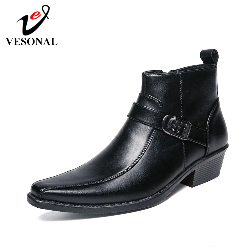 VESONAL/Коллекция 2019 года сезон весна-осень кожаные туфли с высоким берцем мужские