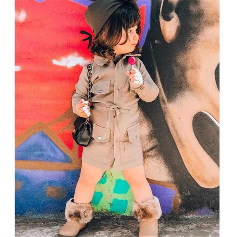 

2019 New England Style Baby Girls Kid Jacket Coat Fall Fashion Button Sashes Windbreakers Warm Children Tops Suits Clothes