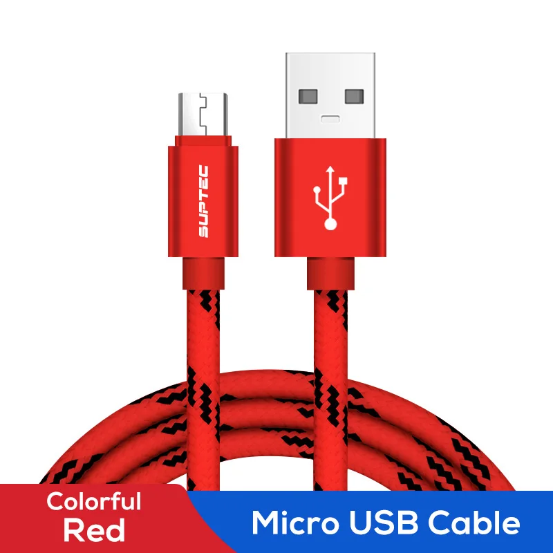 Suptec Micro USB кабель 3A Быстрая зарядка кабель для передачи данных Быстрая зарядка 3,0 кабель для мобильного телефона samsung Xiaomi huawei LG Andriod шнур - Цвет: Colorful Red