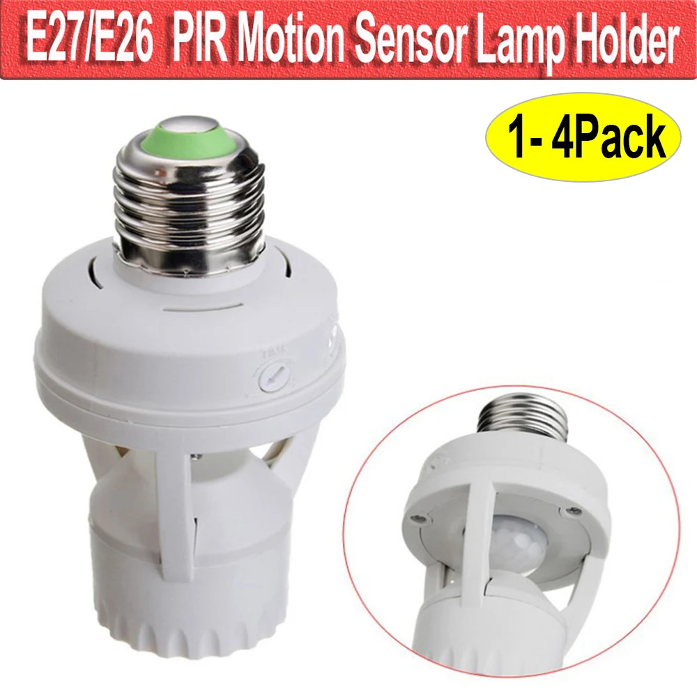 

E26/E27 Base Motion Sensor Light Lamp Socket Adapter Infrared Sensor Adapter Dimmable Lamp Bulb Adapter D40