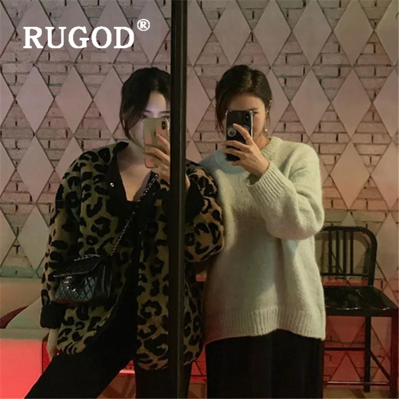 RUGOD, модное пальто из овечьей шерсти с леопардовым принтом, женское элегантное толстое однобортное зимнее пальто с хлопковой подкладкой, женская зимняя куртка