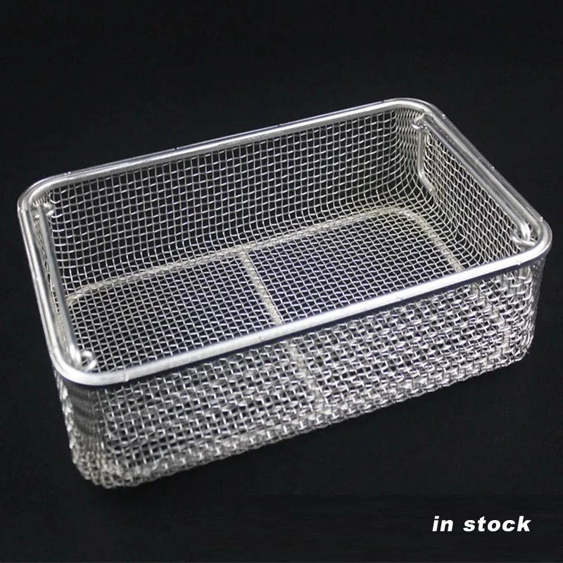 40x30x3CM 3mm hole SS304 stainless steel metal parts cleaning net dryer basket kitchen strainer box extra large ear with handle