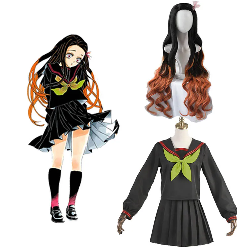 Летние платья Kamado Nezuko Косплей демона Slayer:Kimetsu no Yaiba костюм Jk Сейлор Костюм и
