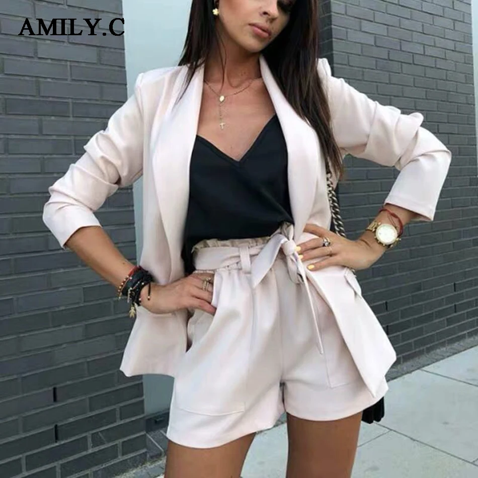 Женский костюм двойка amilly. c офисный Повседневный тонкий с треугольным вырезом и