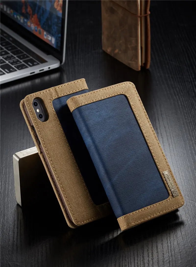 Canvas Wallet Flip Case For iPhone XS MAX Case Card Holder Protective Back Cover For iPhone XS MXA Bag Coque Fundas