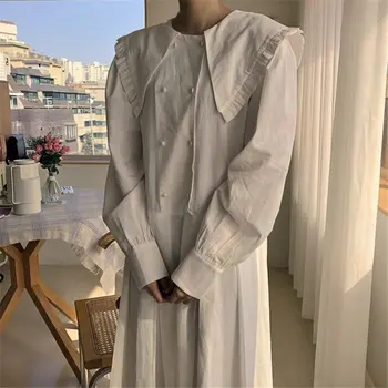 

HziriP Fashion White Girls Female Stylish 2020 Peter Pan Collar All-Match Basic Loose Gentle Elegant Chic Cute Women Dresses