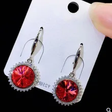  New Trend Ruby Drop Earrings for Women Solid 925 Sterling Silver Earrings Wedding Fine Jewelry Gift Drop Shipping Luxury 
